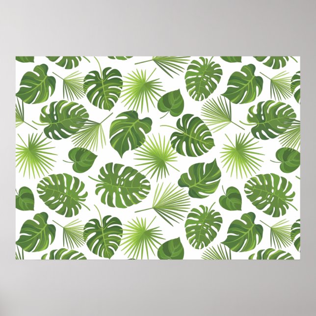 Poster Motif Feuille élégant Green Tropical (Devant)