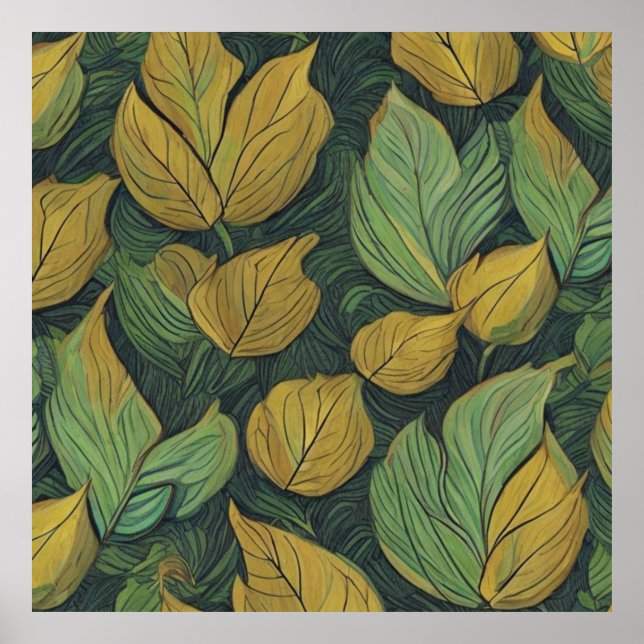 Poster Motif feuille vert (Devant)