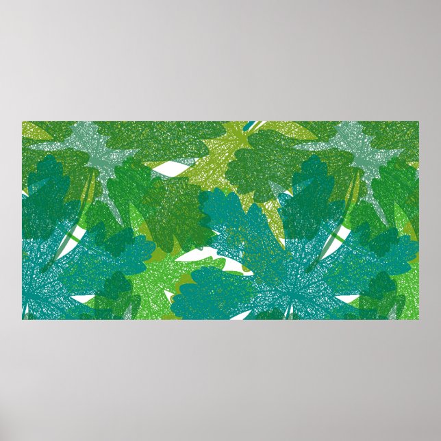 Poster Motif feuille vert transparent (Devant)