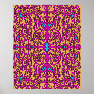 Poster Motif flamboyant néon rose pink baroque