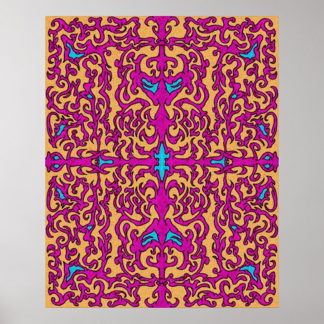 Poster Motif flamboyant néon rose pink baroque (Devant)