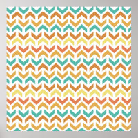 Motif Flèches Chevron Rétro Orange Turquoise Or