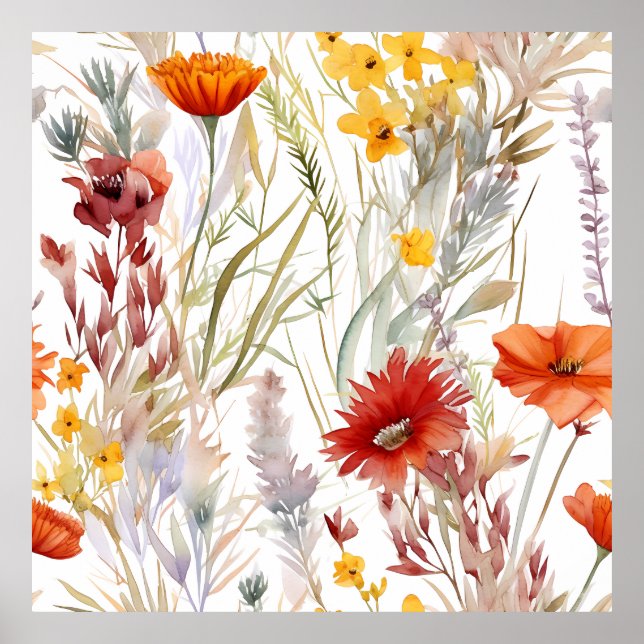 Poster Motif Fleur sauvage du désert de l'aquarelle vive (Devant)