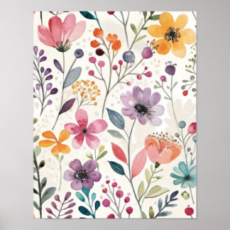 Poster Motif fleur sauvage Floral Whimsical