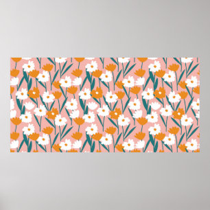 Poster motif fleurie sans couture arrière - plan, imprime