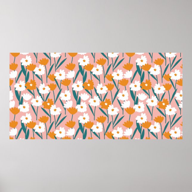 Poster motif fleurie sans couture arrière - plan, imprime (Devant)