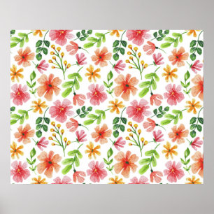 Poster Motif Fleurs Roses Aquarelle-69677