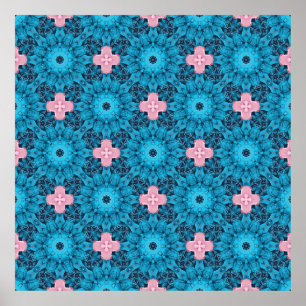 Poster Motif floral bleu transparent numérique
