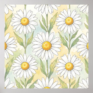Poster Motif floral de marguerite blanche joyeuse