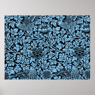 Poster Motif floral de William Morris avec oiseau et aném