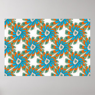 Poster Motif floral en crépis avec fleurs abstraites. s