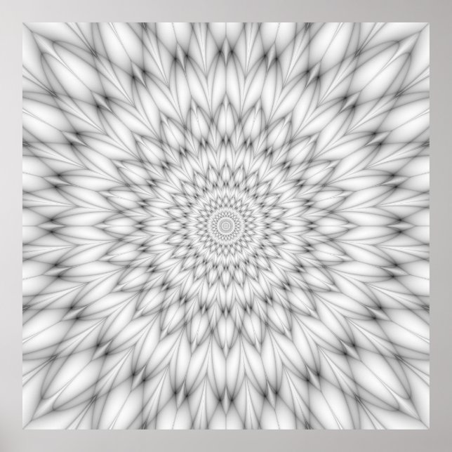 Poster Motif floral en noir et blanc (Devant)
