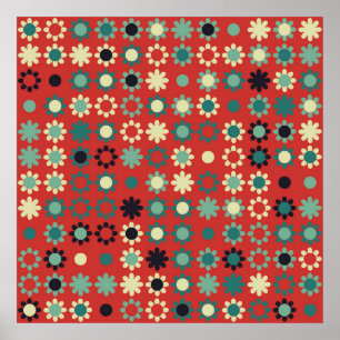 Poster Motif floral incolore avec éléments colorés, vi