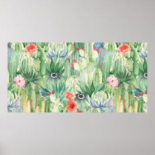 Poster Motif floral incomparable avec cactus, succulents