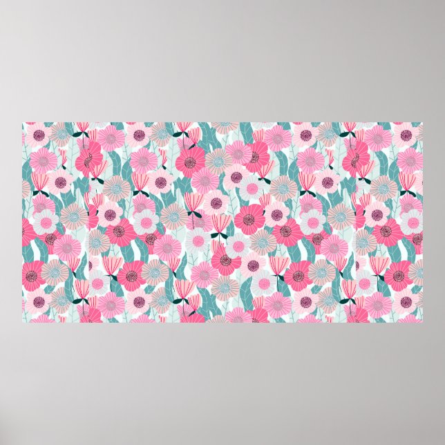 Poster motif floral pastel Abstrait. Beau flo rose (Devant)