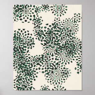 Poster Motif floral pixelisé 