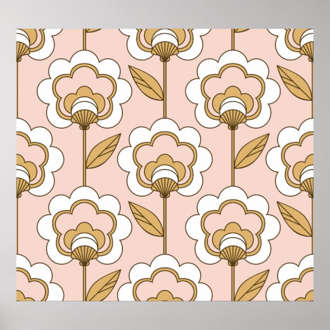 Poster Motif floral rétro incolore (Devant)