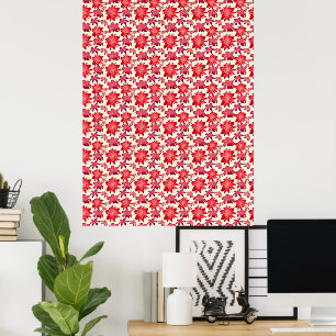 Poster Motif floral rose rouge sans couture Dark Aestheti
