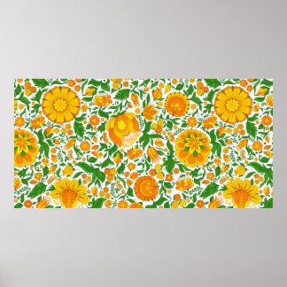 Poster Motif floral sans couture, fond de printemps / été