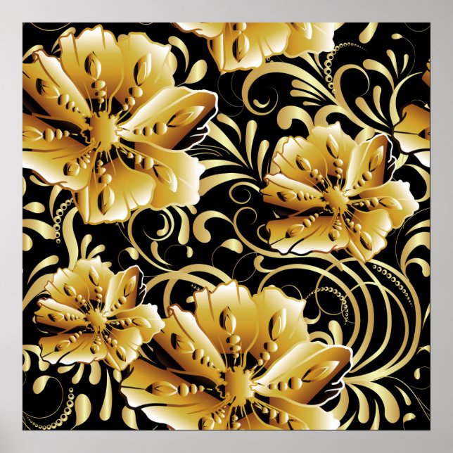 Poster Motif floral sans soudure. Papier peint 3d fleuris (Devant)