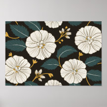 Motif floral sophistiqué avec fleurs blanches