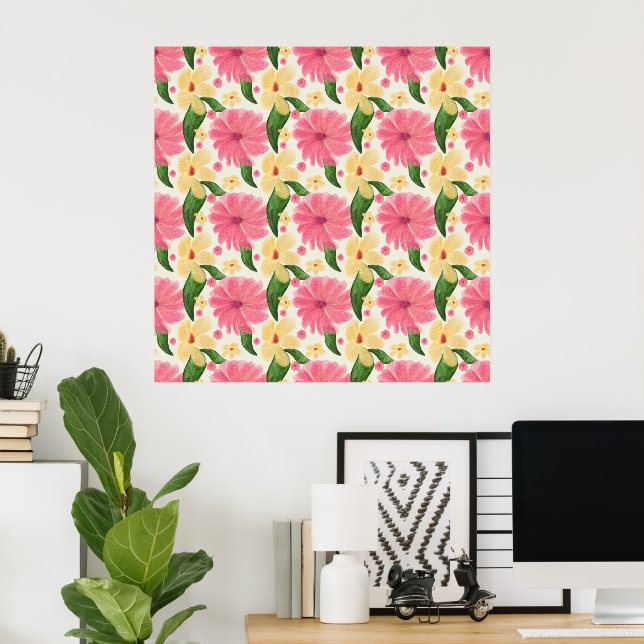 Poster Motif floral tropical sans couture  (Bureau à domicile)