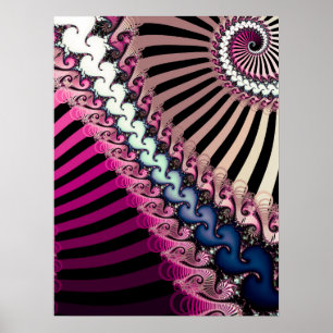 Poster Motif fractal rayé