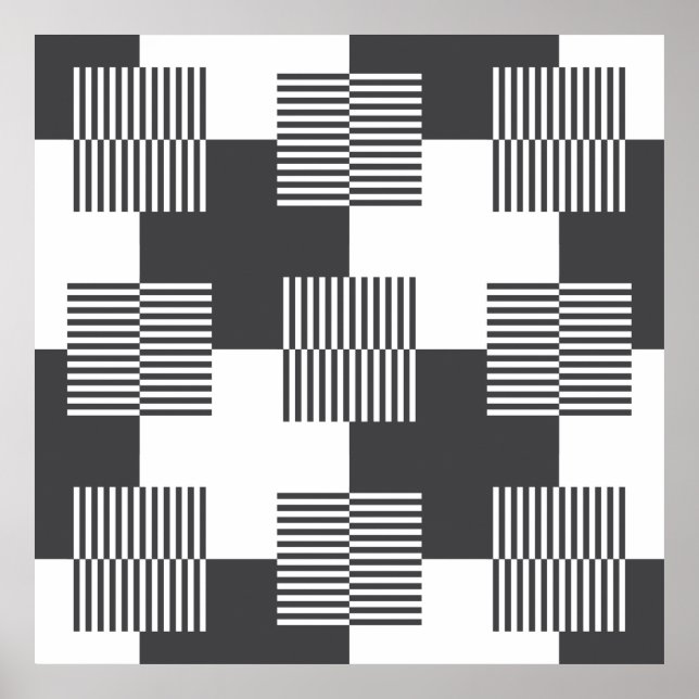 Poster Motif géométrique Abstrait noir et blanc (Devant)