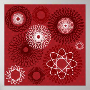 Poster Motif géométrique blanc rouge amusant conception