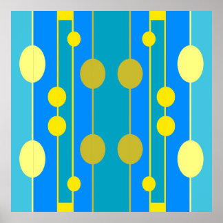 Poster Motif géométrique bleu et jaune