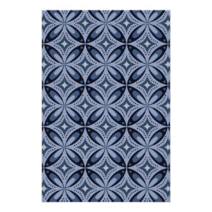 Poster Motif géométrique bleu style rétro