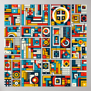 Poster Motif géométrique coloré esthétique