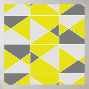 Poster Motif géométrique gris jaune
