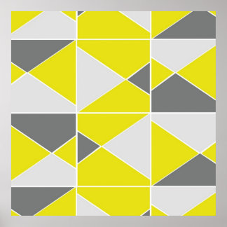 Poster Motif géométrique gris jaune
