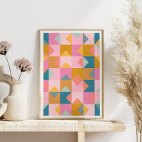 Motif géométrique mignon en rose Turquoise et jaun
