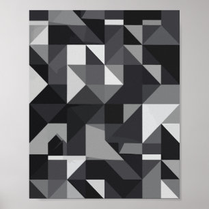 Poster Motif géométrique monochrome avec forme triangulai