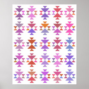 Poster Motif géométrique peint coloré dans le pourpre