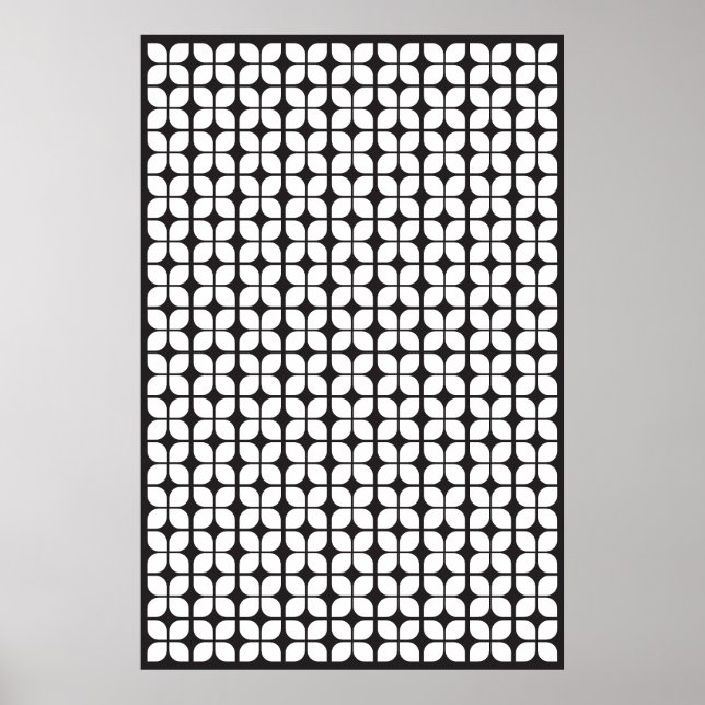 Poster Motif géométrique rétro blanc (Devant)