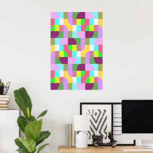 Poster Motif géométrique rétro coloré