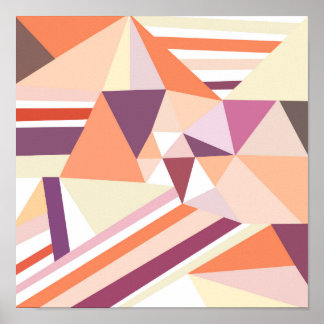 Poster Motif géométrique rose corail abstrait moderne