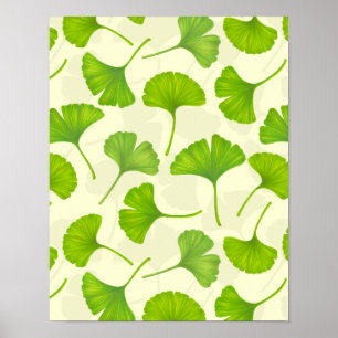 Poster Motif Ginkgo sur blanc