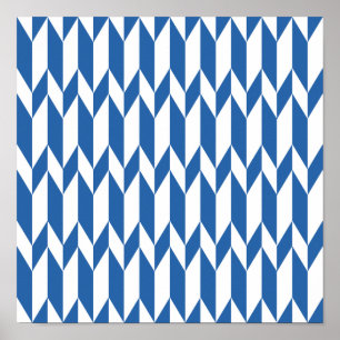 Poster Motif graphique Abstrait blanc et bleu marine.