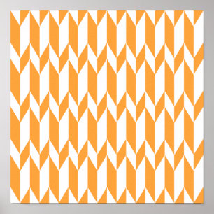 Poster Motif graphique Abstrait orange et blanc.