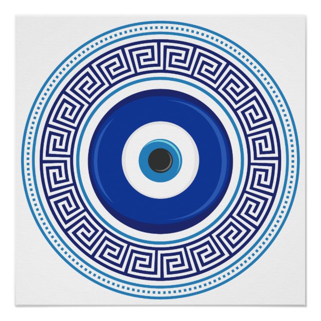 Poster Motif grec mal oeil Nazar (Devant)