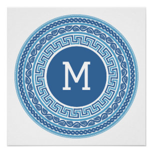 Poster Motif grec Monogramme personnalisé