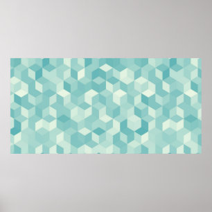 Poster Motif Hexagonal bleu clair transparent