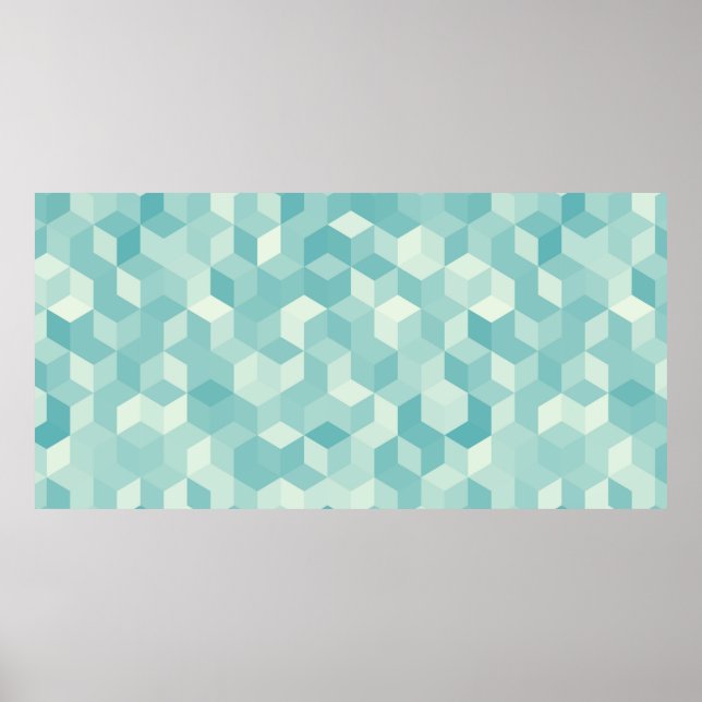 Poster Motif Hexagonal bleu clair transparent (Devant)