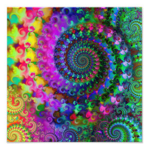 Poster Motif hippy arc-en-ciel fractal