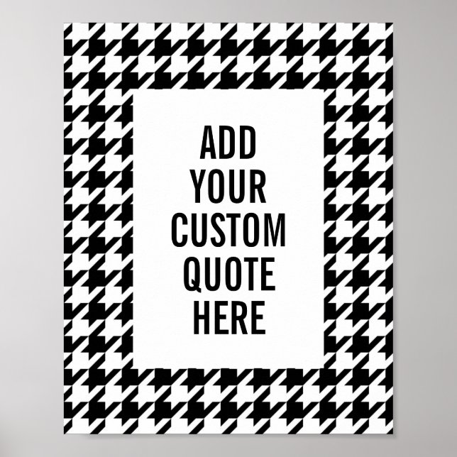 Poster Motif Houndstooth noir et blanc (Devant)