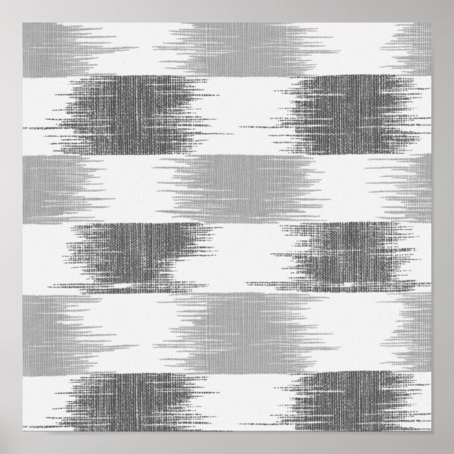 Poster Motif ikat blanc noir moderne (Devant)